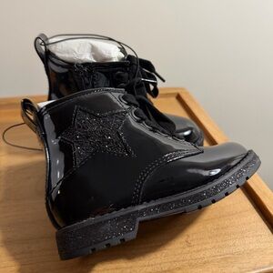 MIA Shiny Black Kids Boots with Star Accent
